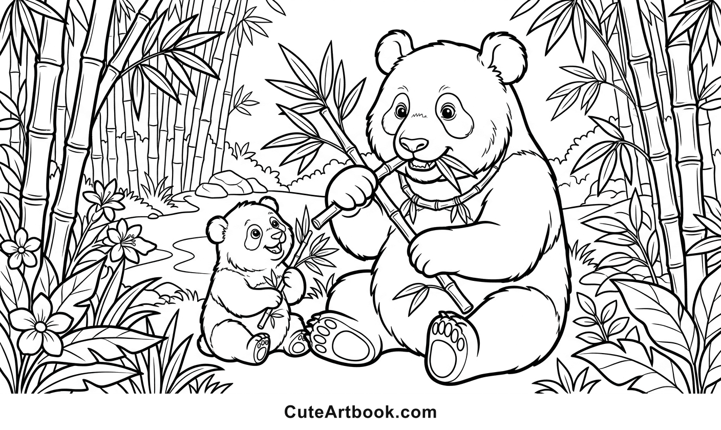 Free printable Panda coloring page — black and white line art