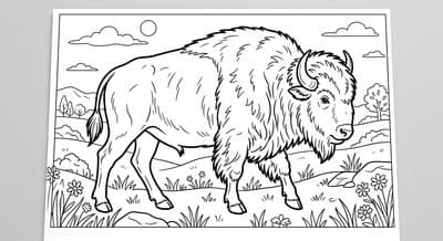 Free printable Bison coloring page
