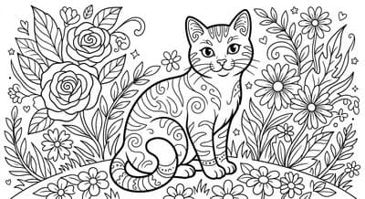 Free printable Cat coloring page