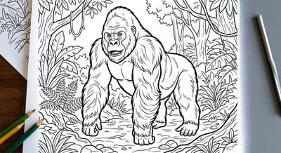 Free printable Gorilla coloring page