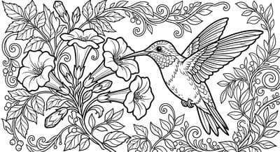 Free printable Hummingbird coloring page