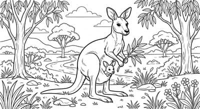 Free printable Kangaroo coloring page