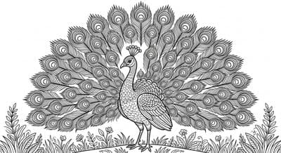 Free printable Peacock coloring page