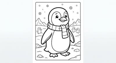 Free printable Penguin coloring page