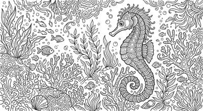 Free printable Seahorse coloring page