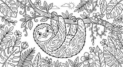Free printable Sloth coloring page