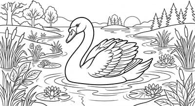 Free printable Swan coloring page
