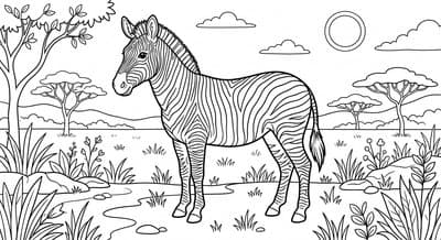 Free printable Zebra coloring page