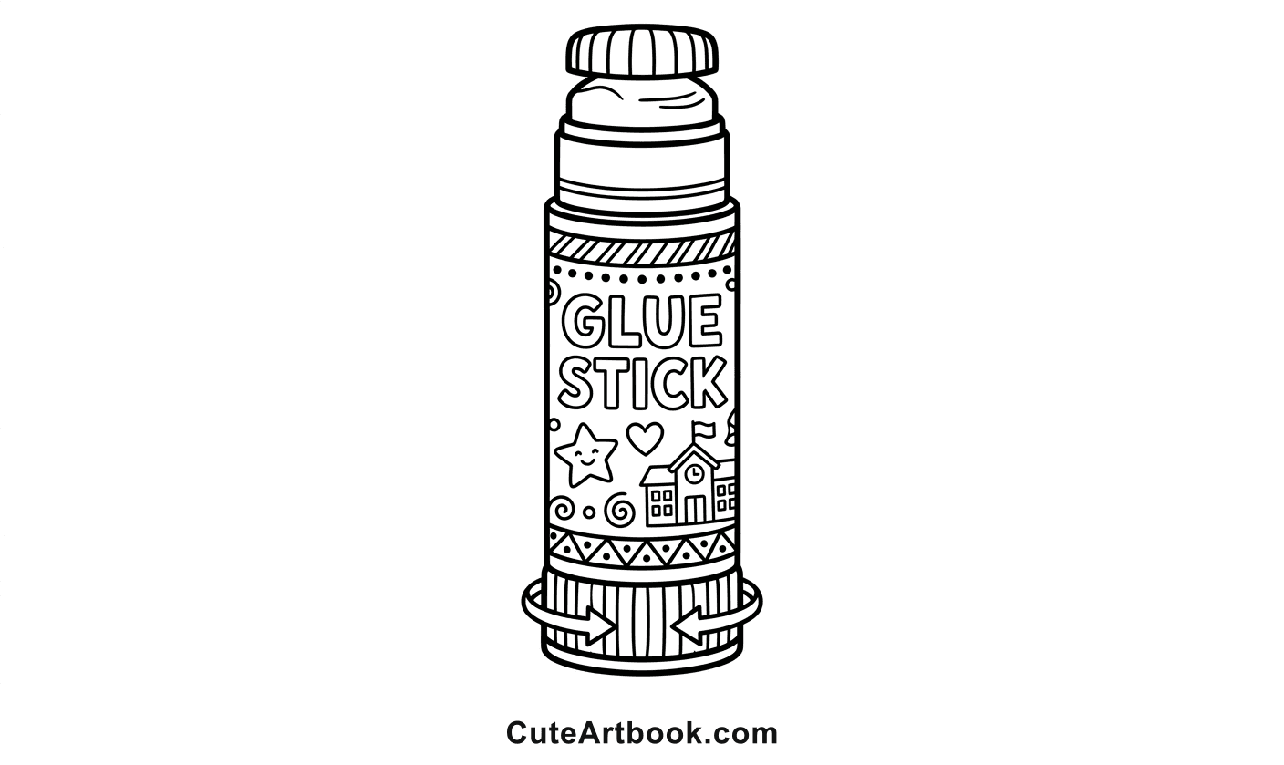 Free printable Glue Stick coloring page — black and white line art