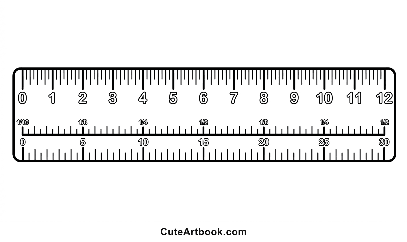 Free printable Ruler coloring page — black and white line art