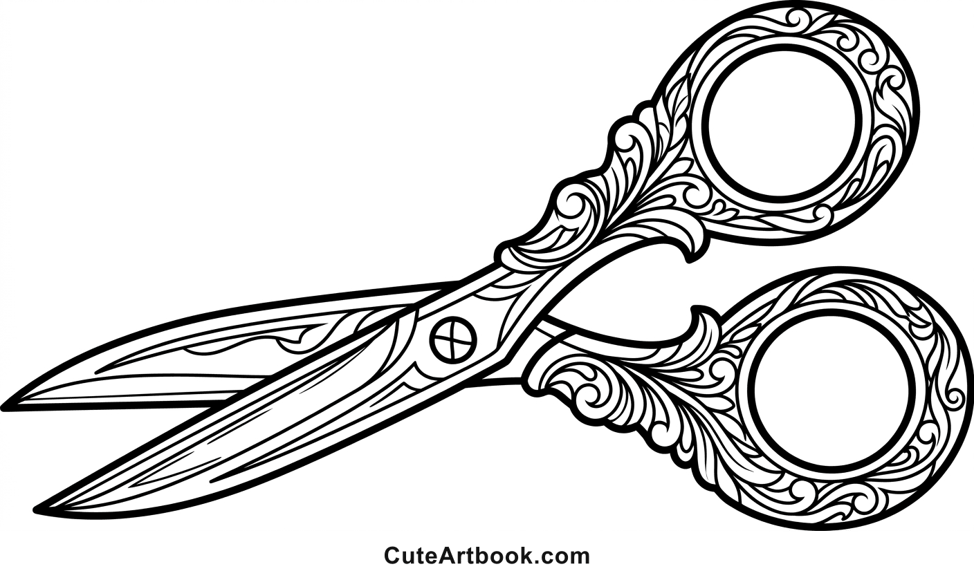 Free printable Scissors coloring page — black and white line art