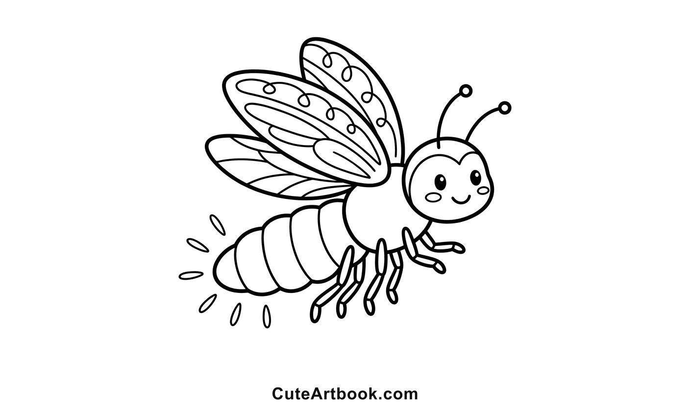 Free printable Firefly coloring page — black and white line art