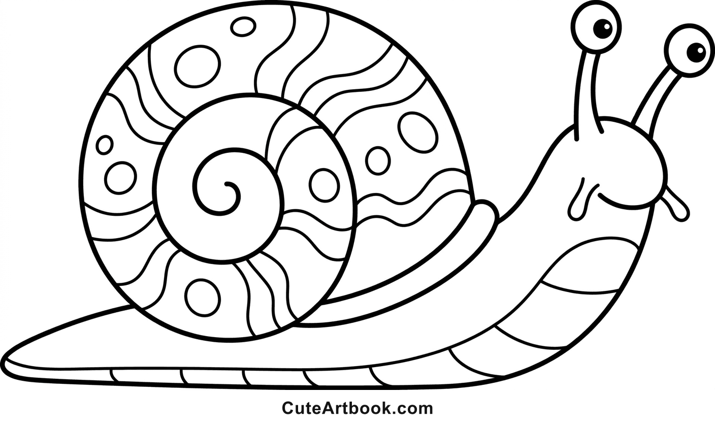 Free printable Snail coloring page — black and white line art