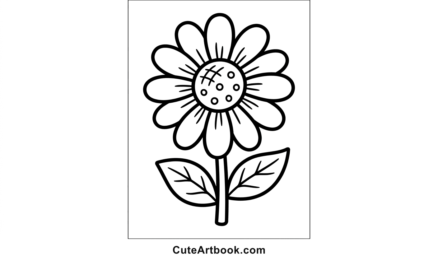 Free printable Daisy coloring page — black and white line art