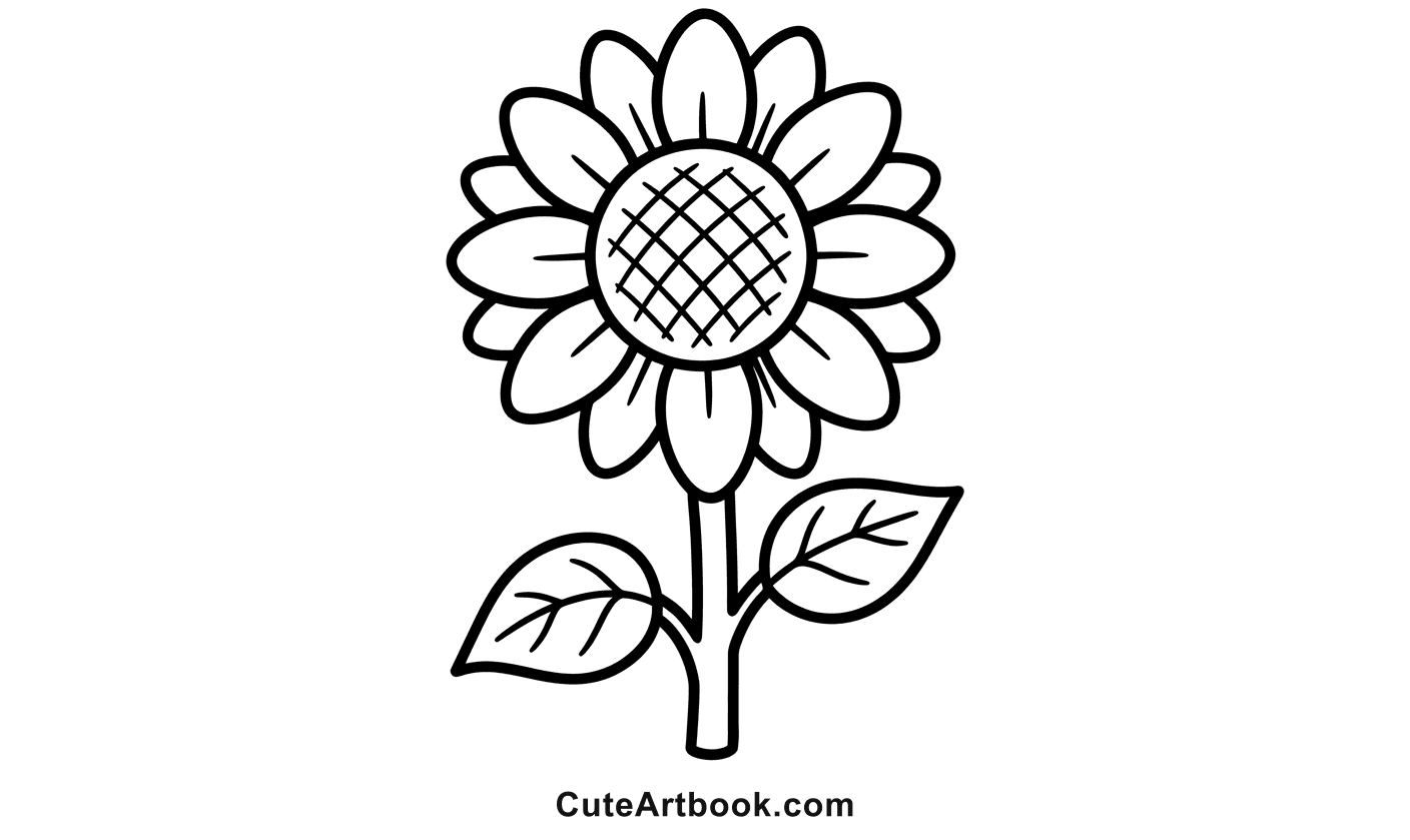 Free printable Sunflower coloring page — black and white line art