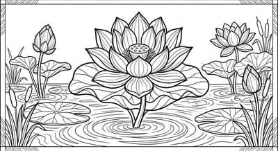 Free printable Lotus coloring page