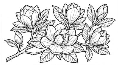 Free printable Magnolia coloring page