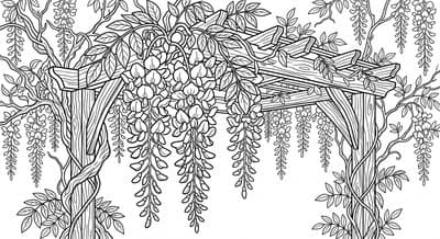 Free printable Wisteria coloring page
