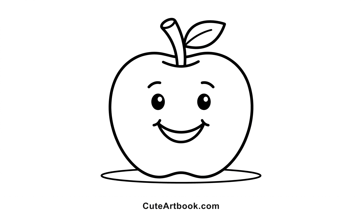 Free printable Apple coloring page — black and white line art