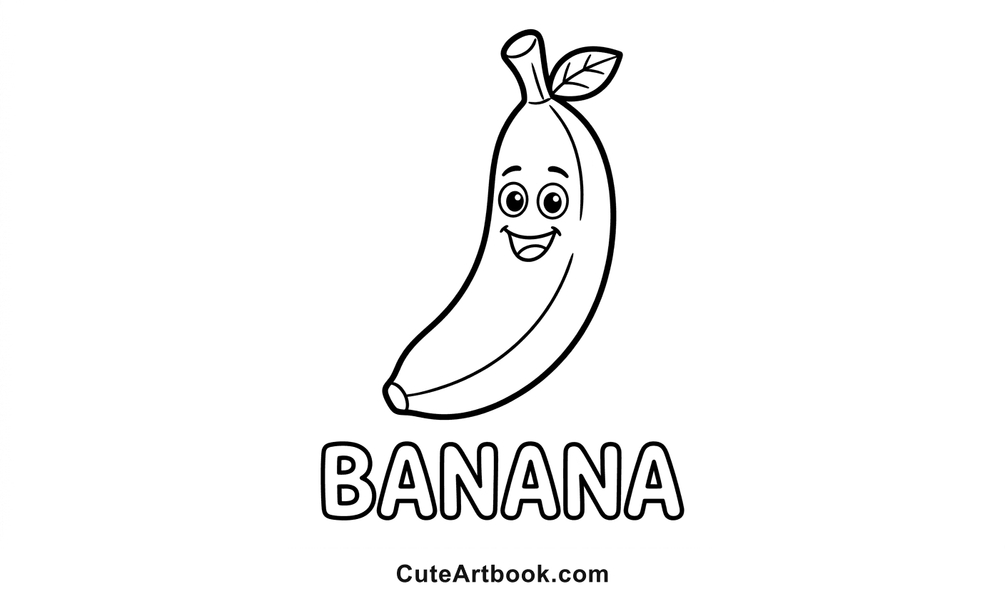 Free printable Banana coloring page — black and white line art