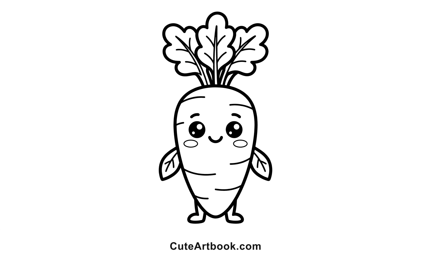 Free printable Carrot coloring page — black and white line art