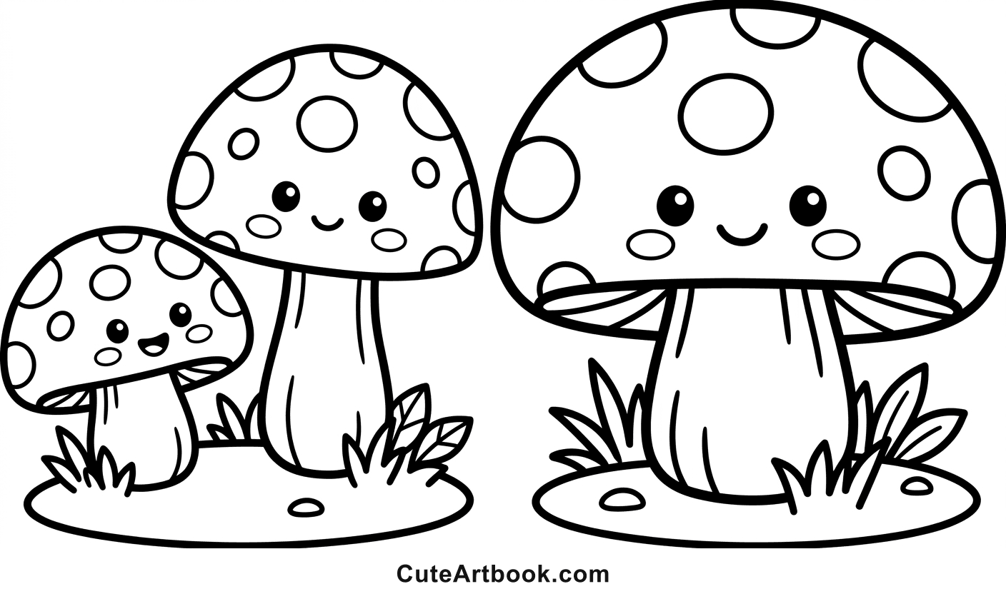 Free printable Mushroom coloring page — black and white line art