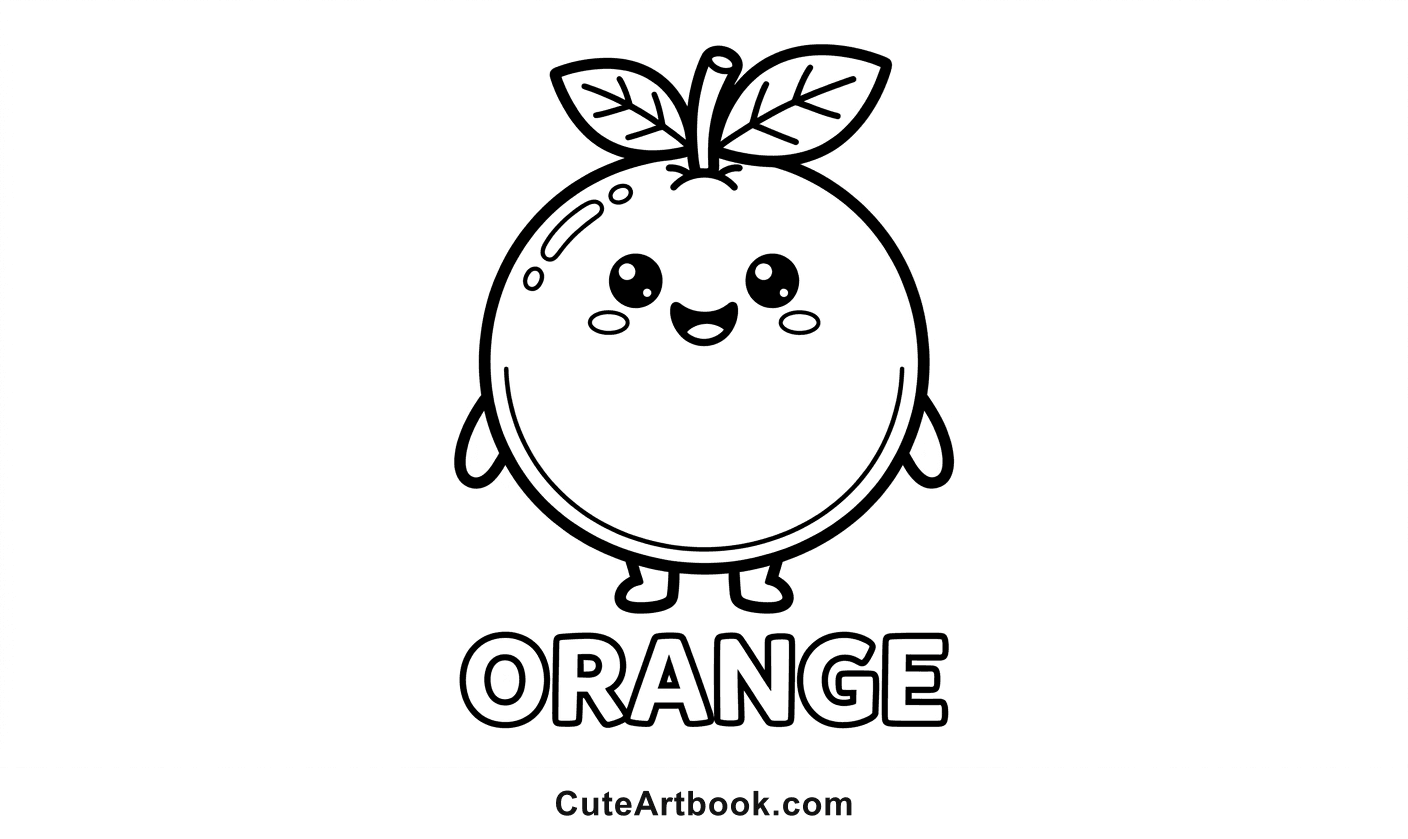 Free printable Orange coloring page — black and white line art