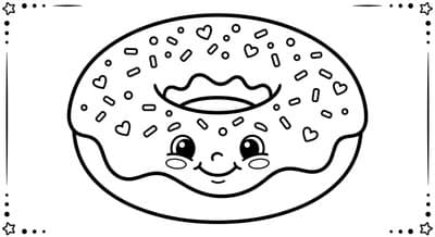 Free printable Donut coloring page