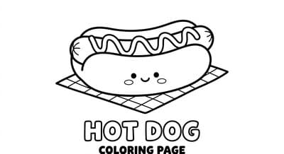 Free printable Hot Dog coloring page