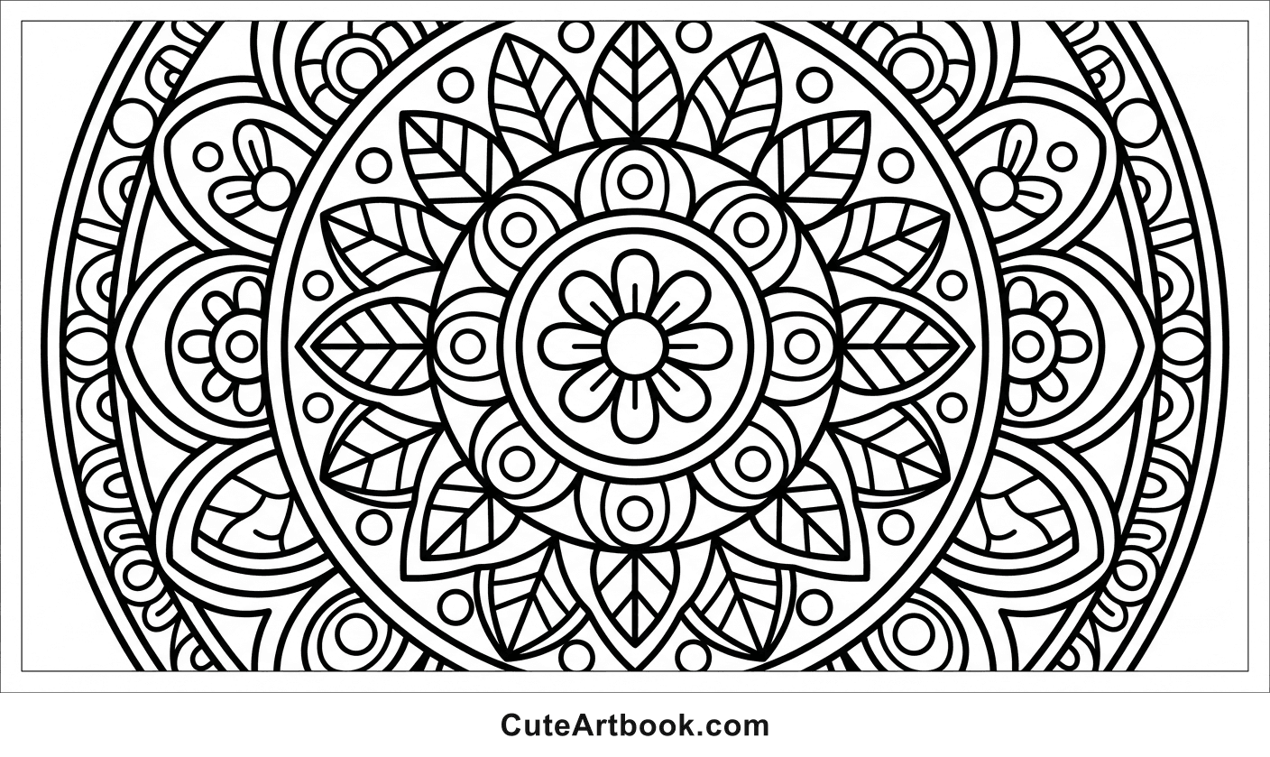 Free printable Henna Mandala coloring page — black and white line art