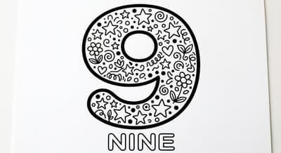 Free printable Nine coloring page