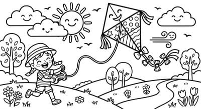 Free printable Kite coloring page