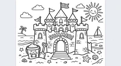 Free printable Sand Castle coloring page