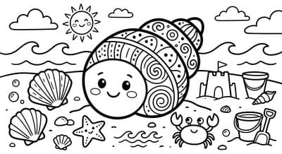 Free printable Seashell coloring page