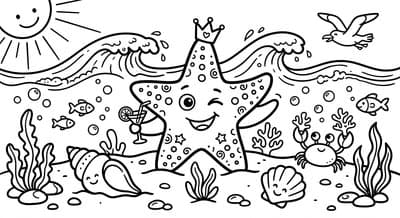 Free printable Starfish coloring page