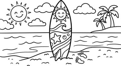Free printable Surfboard coloring page