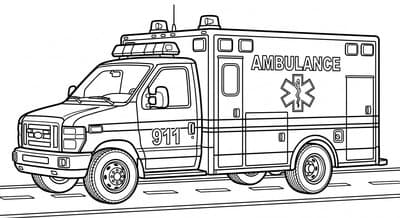 Free printable Ambulance coloring page