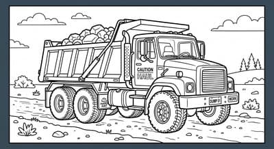 Free printable Dump Truck coloring page