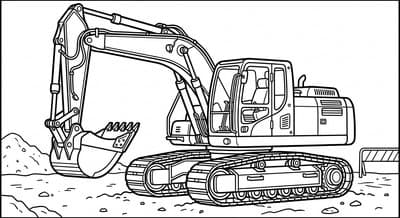 Free printable Excavator coloring page
