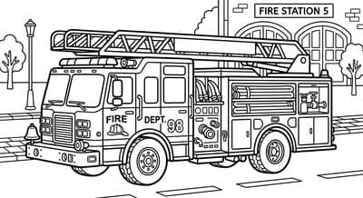 Vehicles coloring page preview