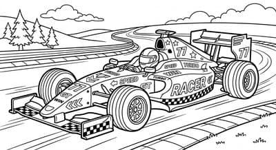 Free printable Race Car coloring page