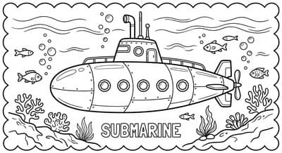 Free printable Submarine coloring page