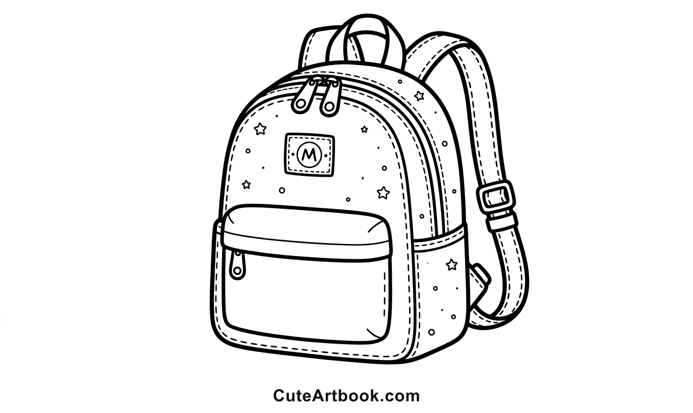 Free printable Mini Backpack coloring page โ black and white line art
