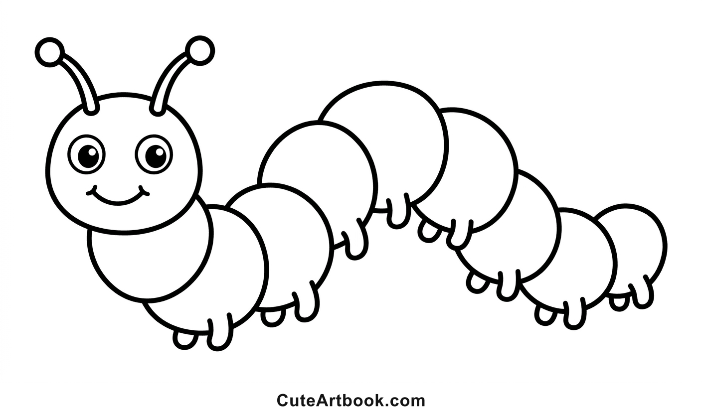 Free printable Caterpillar coloring page โ black and white line art