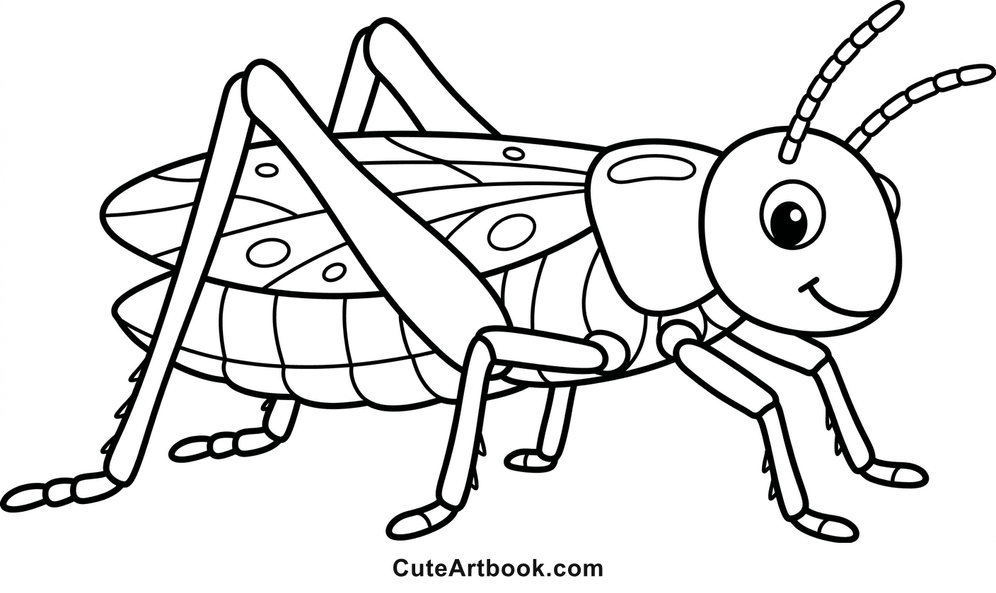 Free printable Cricket coloring page โ black and white line art
