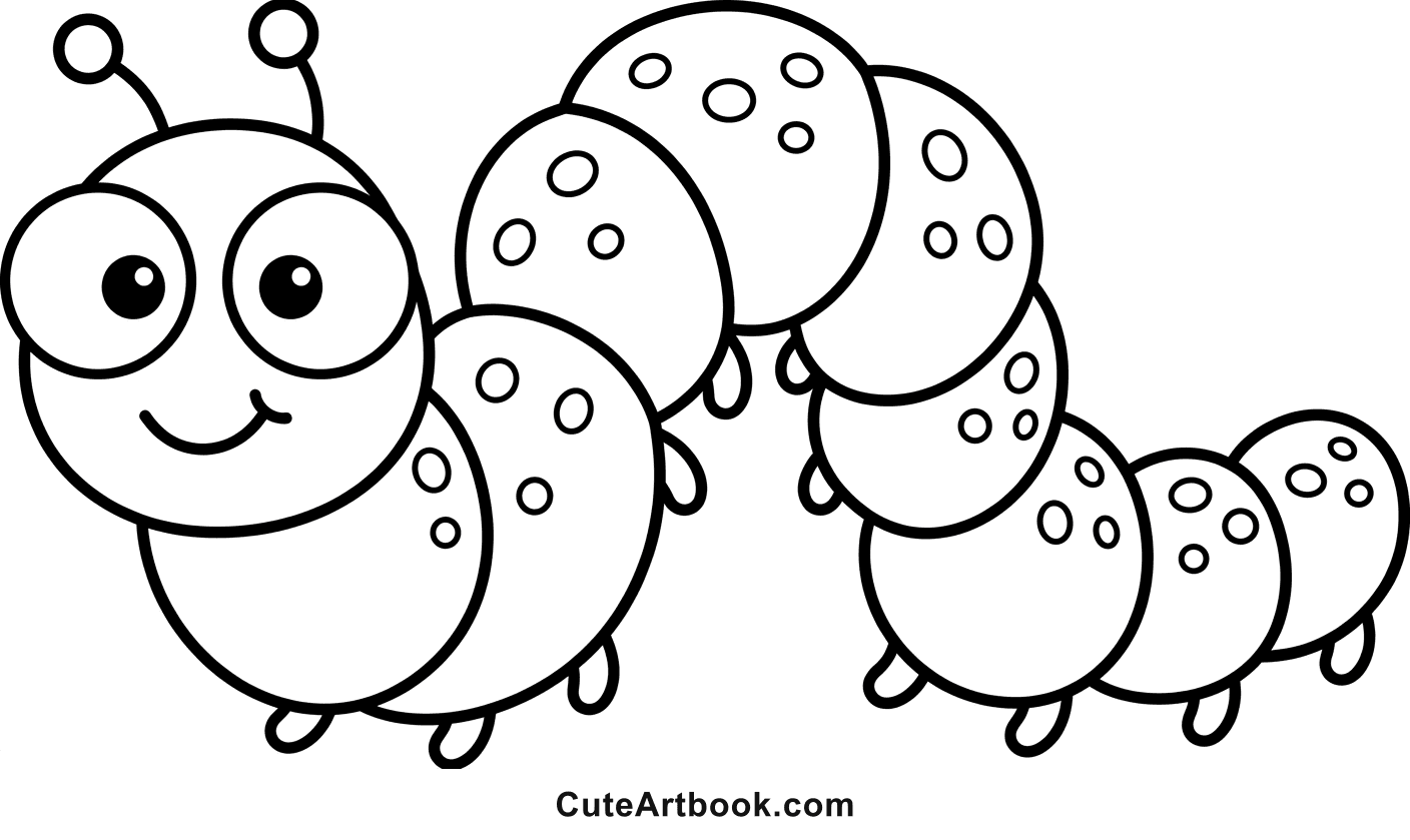 Free printable Inchworm coloring page โ black and white line art