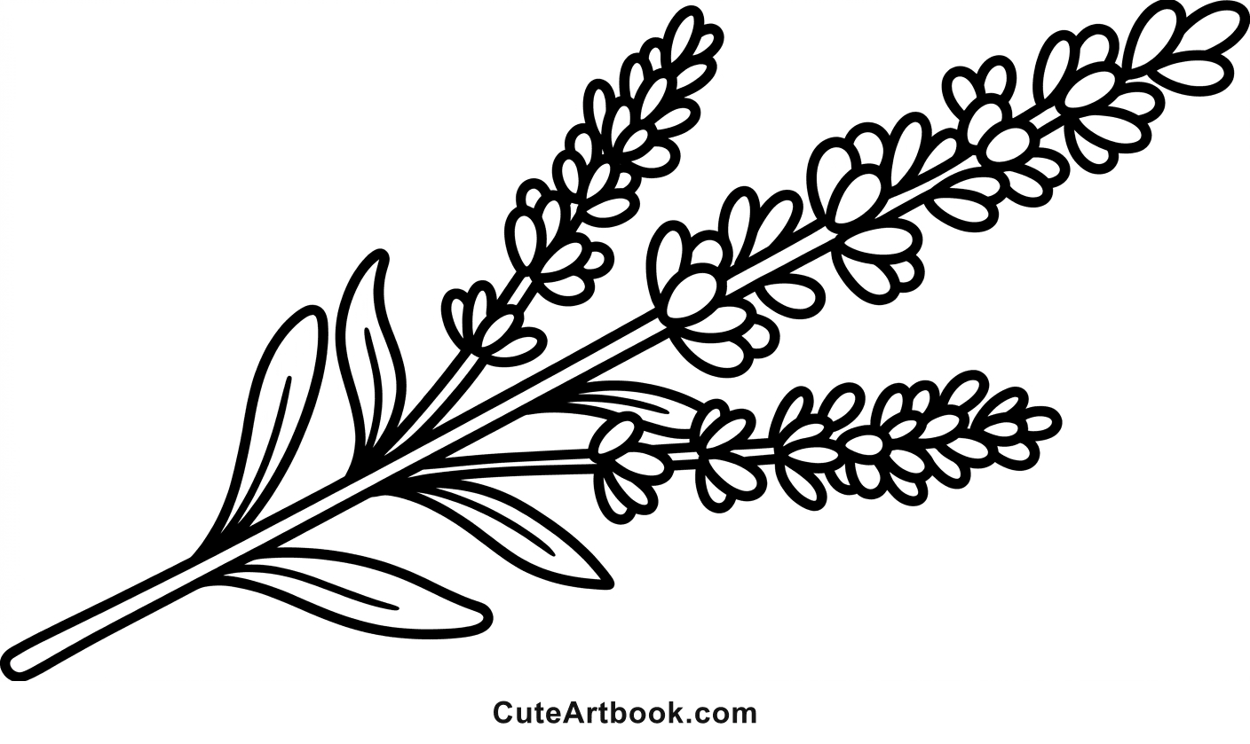 Free printable Lavender coloring page โ black and white line art