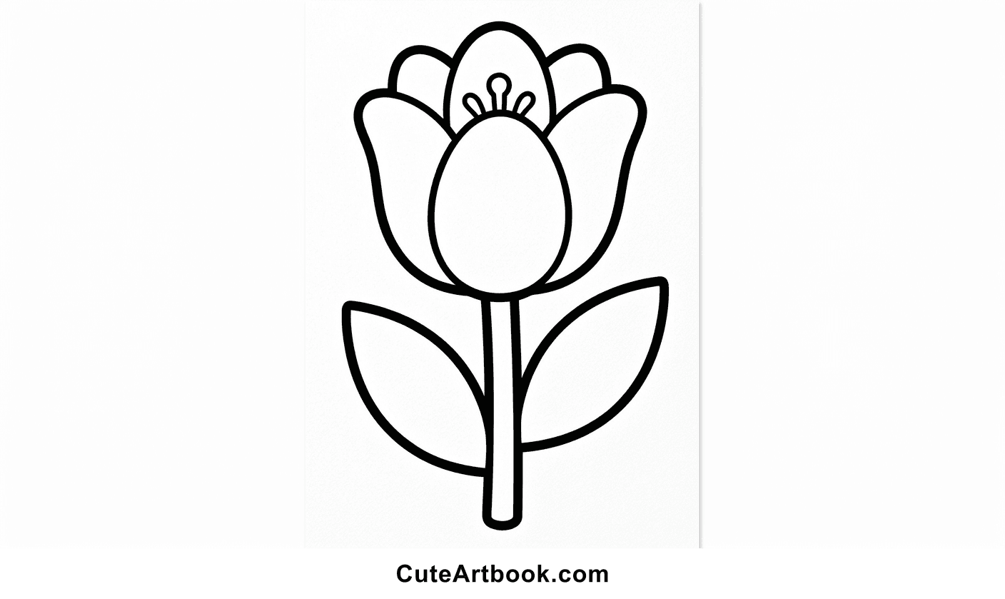 Free printable Tulip coloring page โ black and white line art