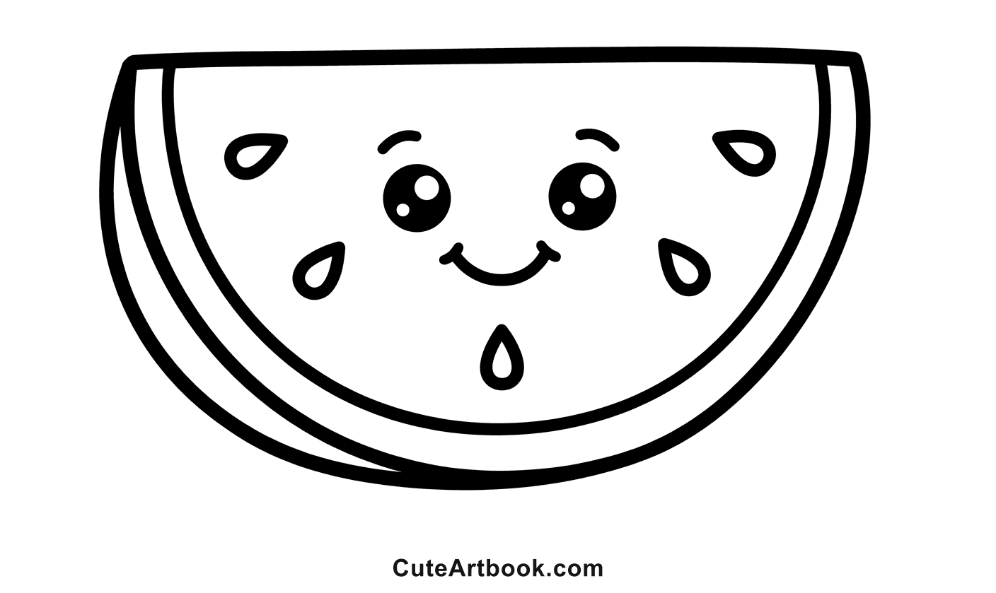 Free printable Watermelon coloring page โ black and white line art
